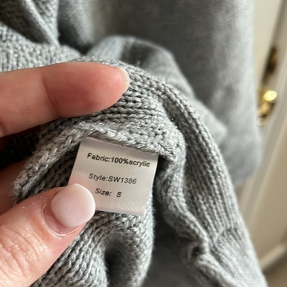 Elan Womens Lace Up Hoodie Sweater Size Small Gray 3/4 Sleeves Oversized BOHO - Picture 8 of 8